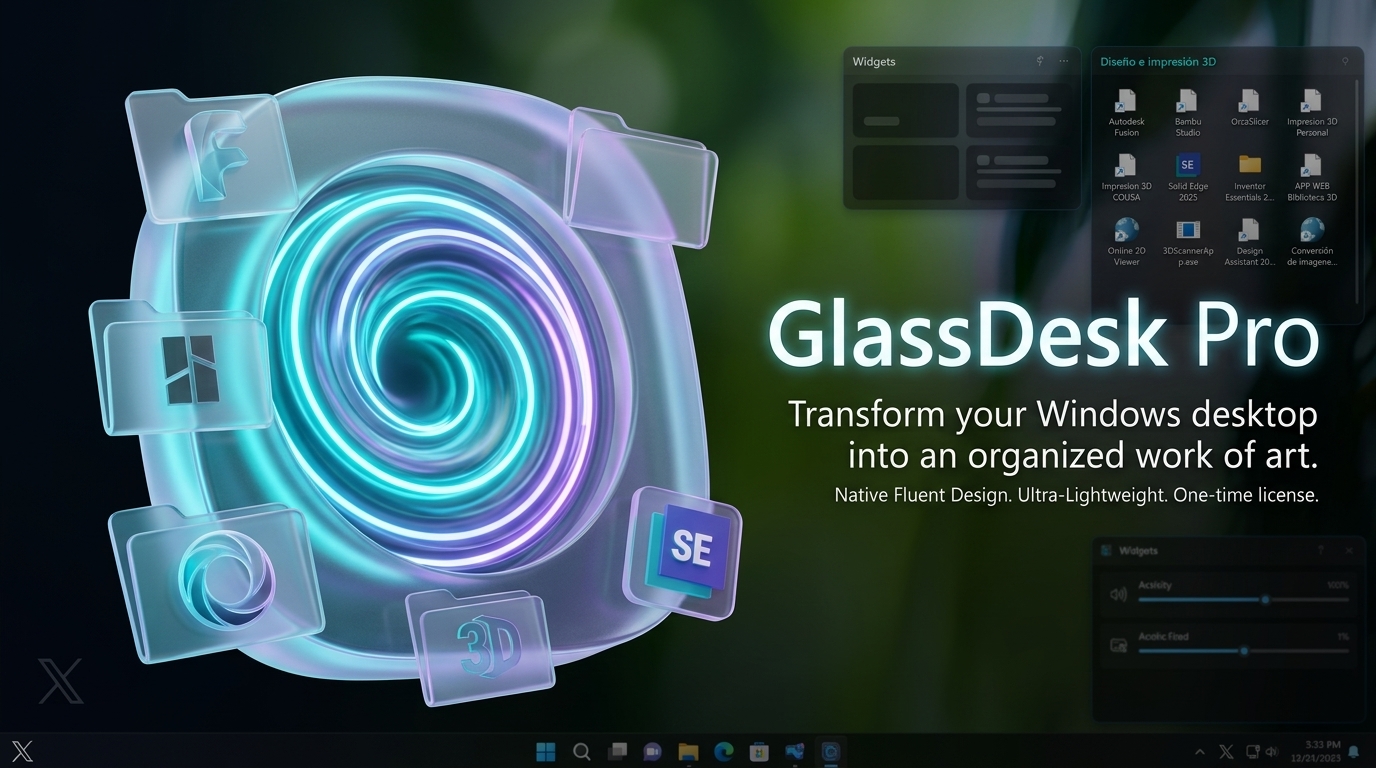 GlassDesk Pro Windows 11 Desktop Organization Poster